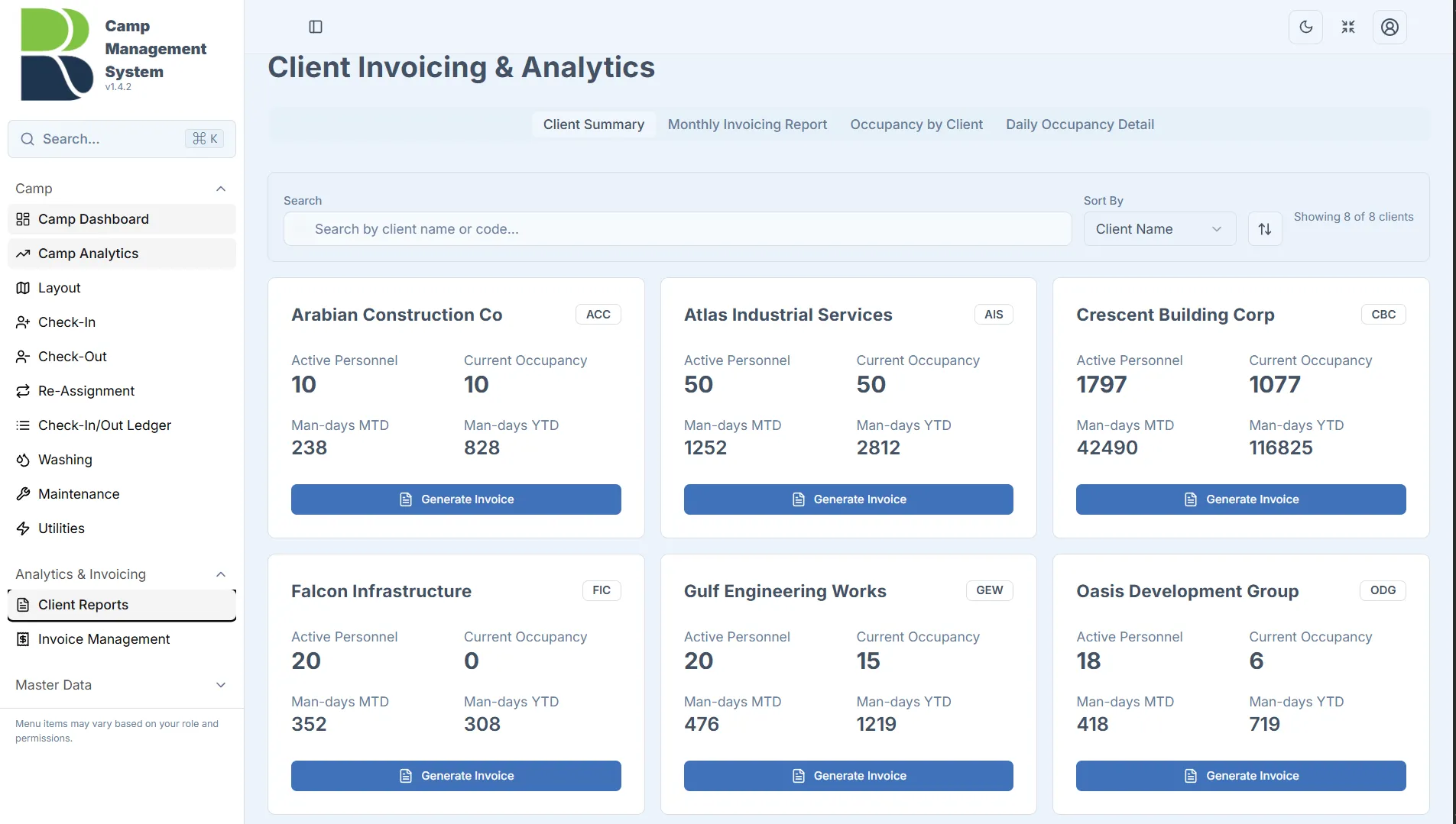 Invoice generated from manday billing data with ZATCA QR code